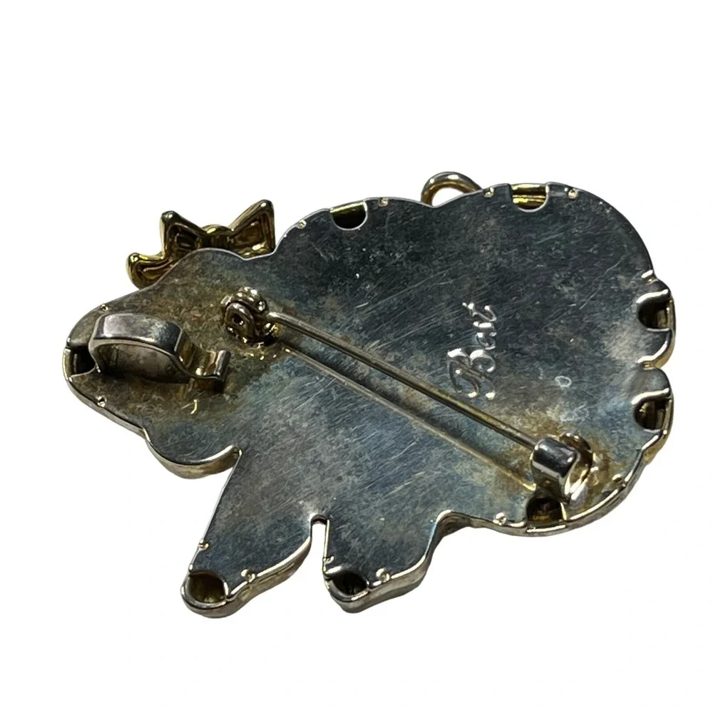 Vintage Best Snowman Brooch‎ Gold Silver Tone Christmas Winter Holiday Pin